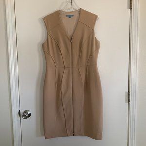 Antonio Melani Size 12 fully lined sleeveless v-neck Tan dress